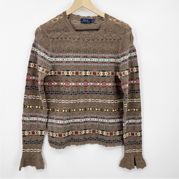 Polo Ralph Lauren Fair Isle Southwestern Wool Cashmere Crochet Pullover Sweater - Picture 10 of 10
